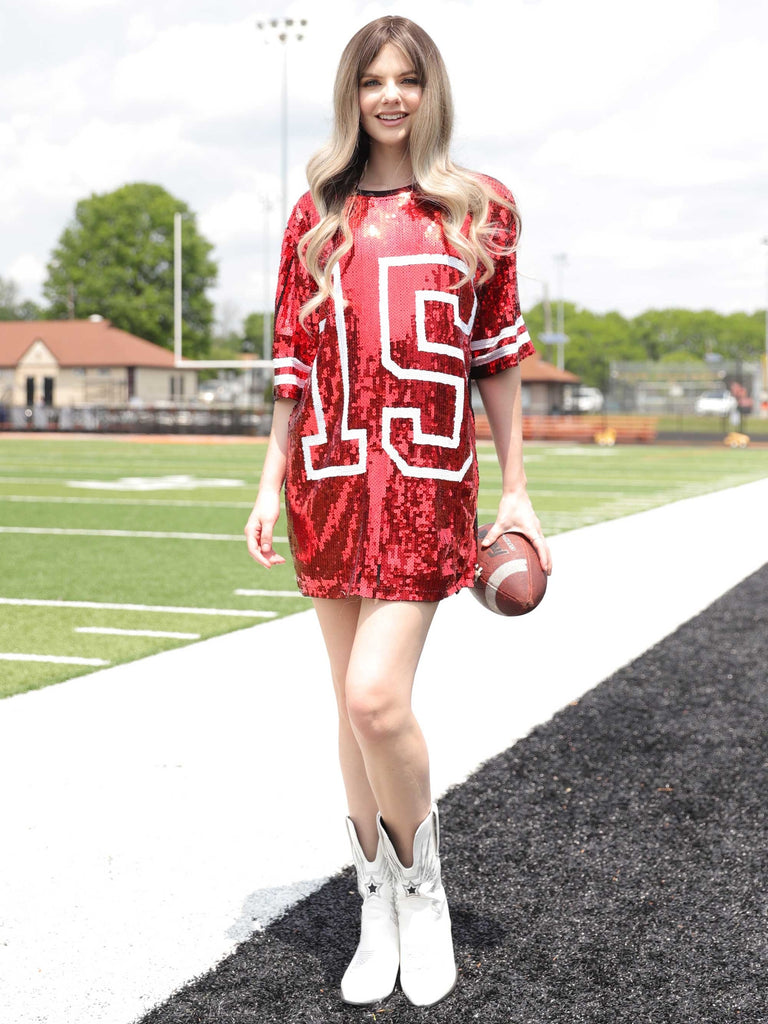 Mahomes Sequin Jersey Mini Dress – Look A Likes
