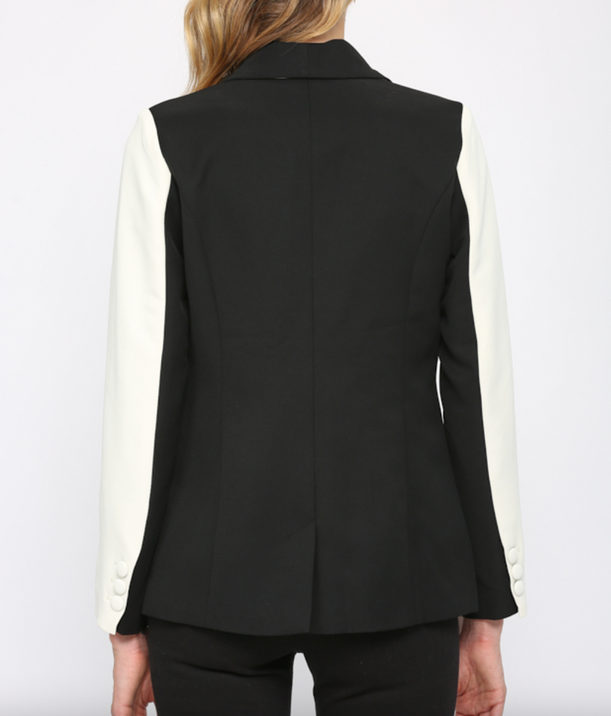 [KIMHEKIM] / ☆ Colorblock Oversized Coat / Ivory/Black Bi-Color Wool Blend Jacket (Black/Ivory) - KIMHĒKIM
