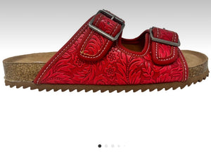 Red Tooled Slip-on Shoe