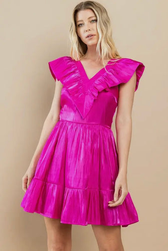 V- Neck Ruffle Dress