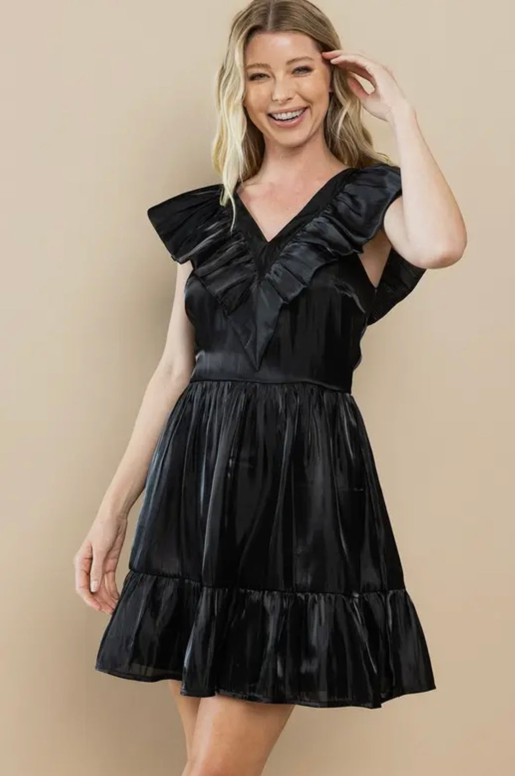 V- Neck Ruffle Dress