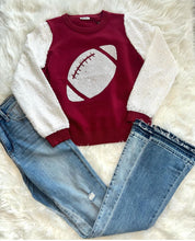 Spirit Squad Maroon and White Sequin Sleeve Sweater