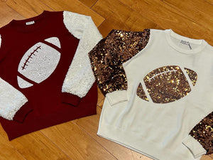 Golden Sequined Sleeved Game Day Sweater!