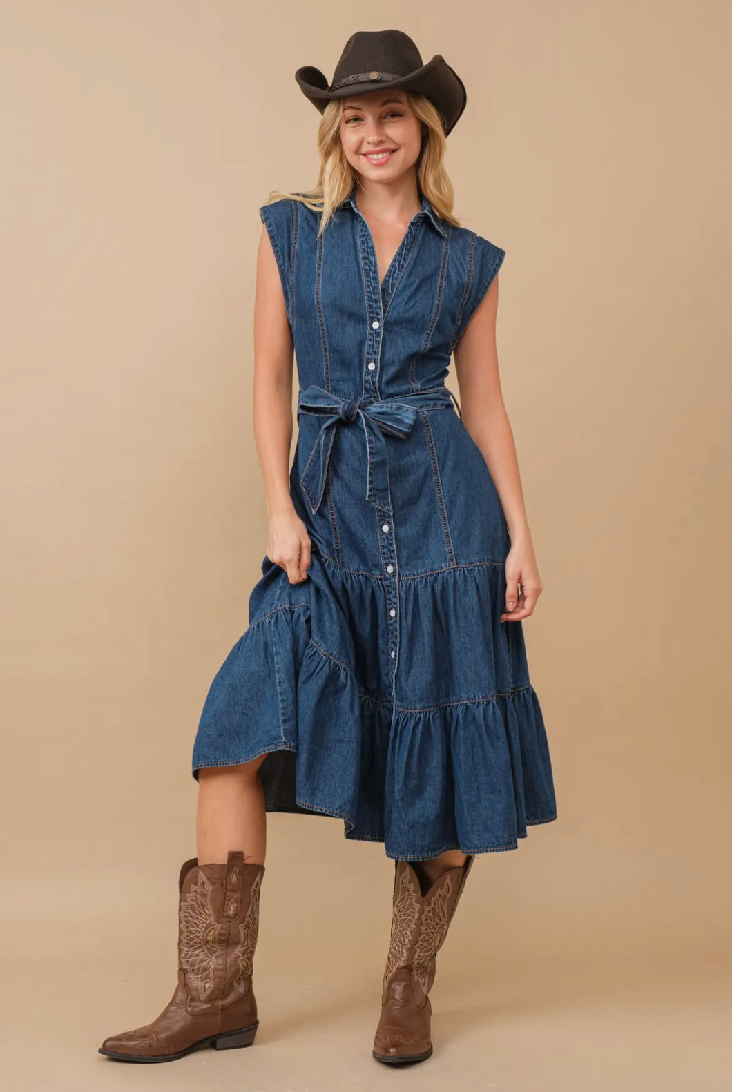 Denim Belted Dress