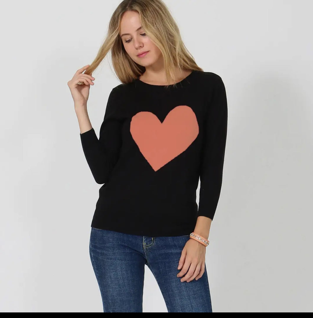 Sweetheart Sweater in Black and Pink