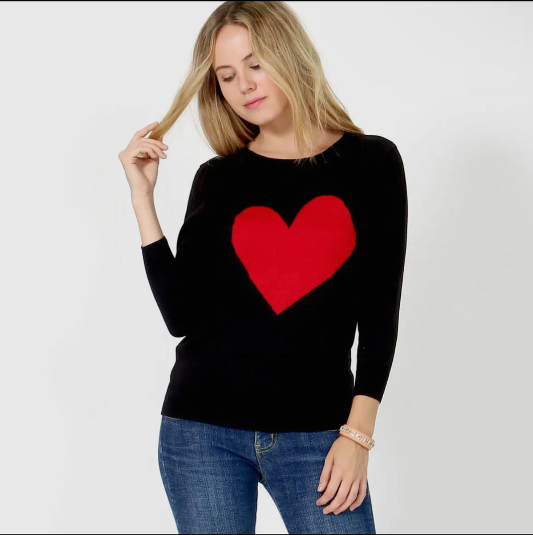 Sweetheart Sweater in Black and Red