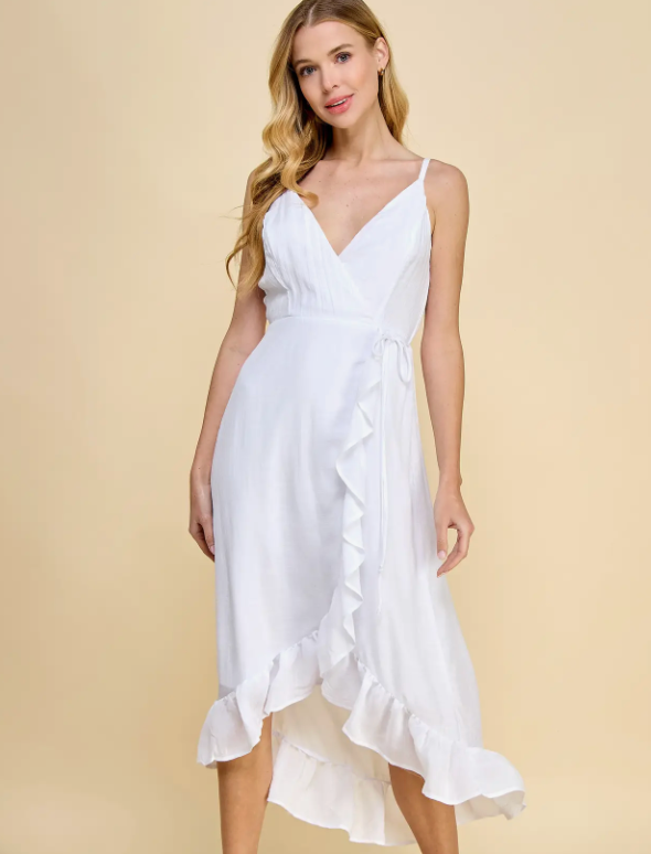 Hi Low White Gauze Wrap Dress – Look A Likes