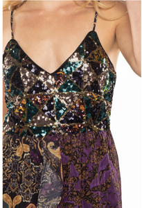 Hollywood Holiday Sequined Dress in Plum