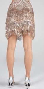 Savvy Sequined Skirt in Rose Gold Fringe