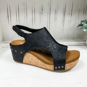 Texas Tooled Wedges in Black