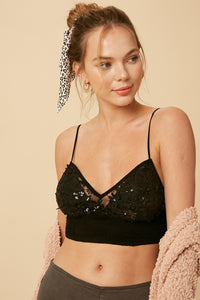 Embroidery Flower And Sequins Bralette