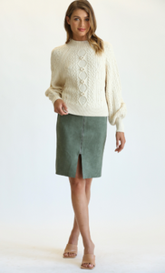 Amy's Faux Suede Green Pencil Skirt