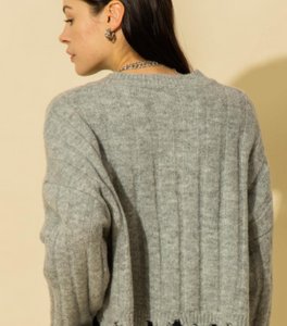 Sister's Frayed Trim Sweater