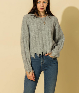 Sister's Frayed Trim Sweater