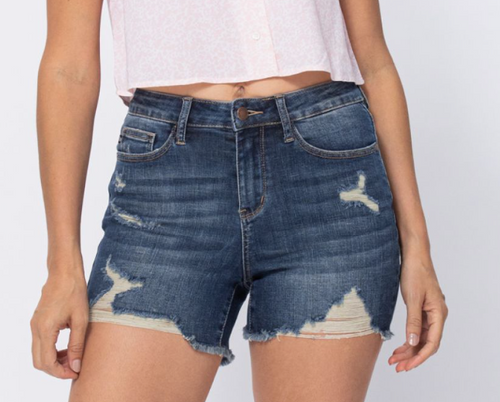 Half Moon Distressed Jean Shorts