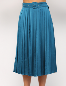 Sally's Satin Pleated Midi Skirt