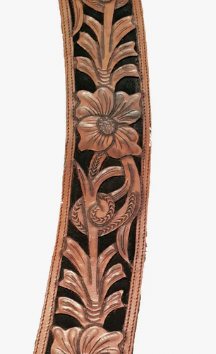 Hand Tooled Belt with Silver Buckle