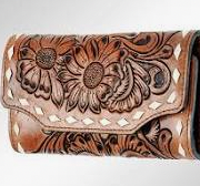 Hand Tooled Crossbody with Wristlet Handle