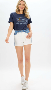 Darlin' Denim & White High-Rise Jean Shorts