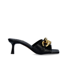 Katy's Kitten Heel Gold Chain Shoes in Black