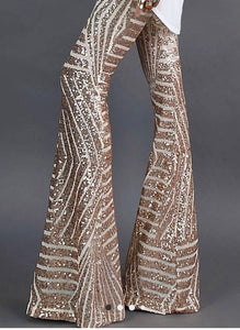 Sequin High Rise Flare Pant