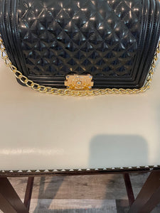 Black Jelly Quilted Boy Purse