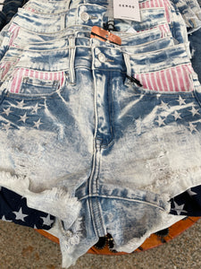 Patriotic Stars and Stripe Jean Shorts