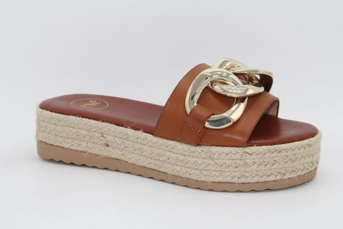 Roxanne's Chain Wedge Sandal in Tan